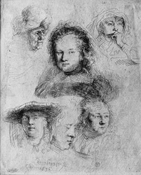 Hat fej Saskia van Uylenburgh-val (1612-42) a közepén, 1636